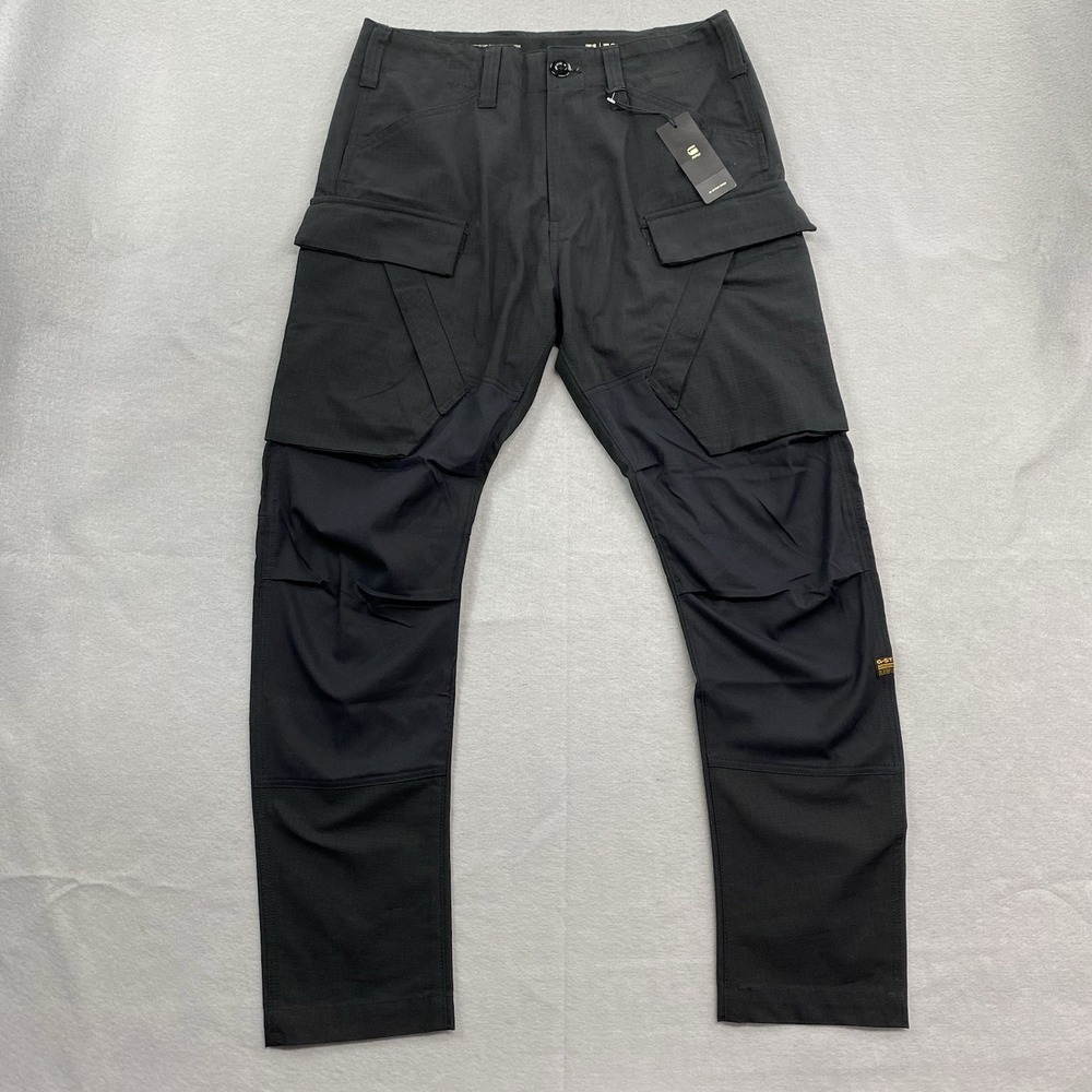 G Star Raw Pants Mens 31x32 Black 3D Regular Tapered Cargo 3.0 Ripstop